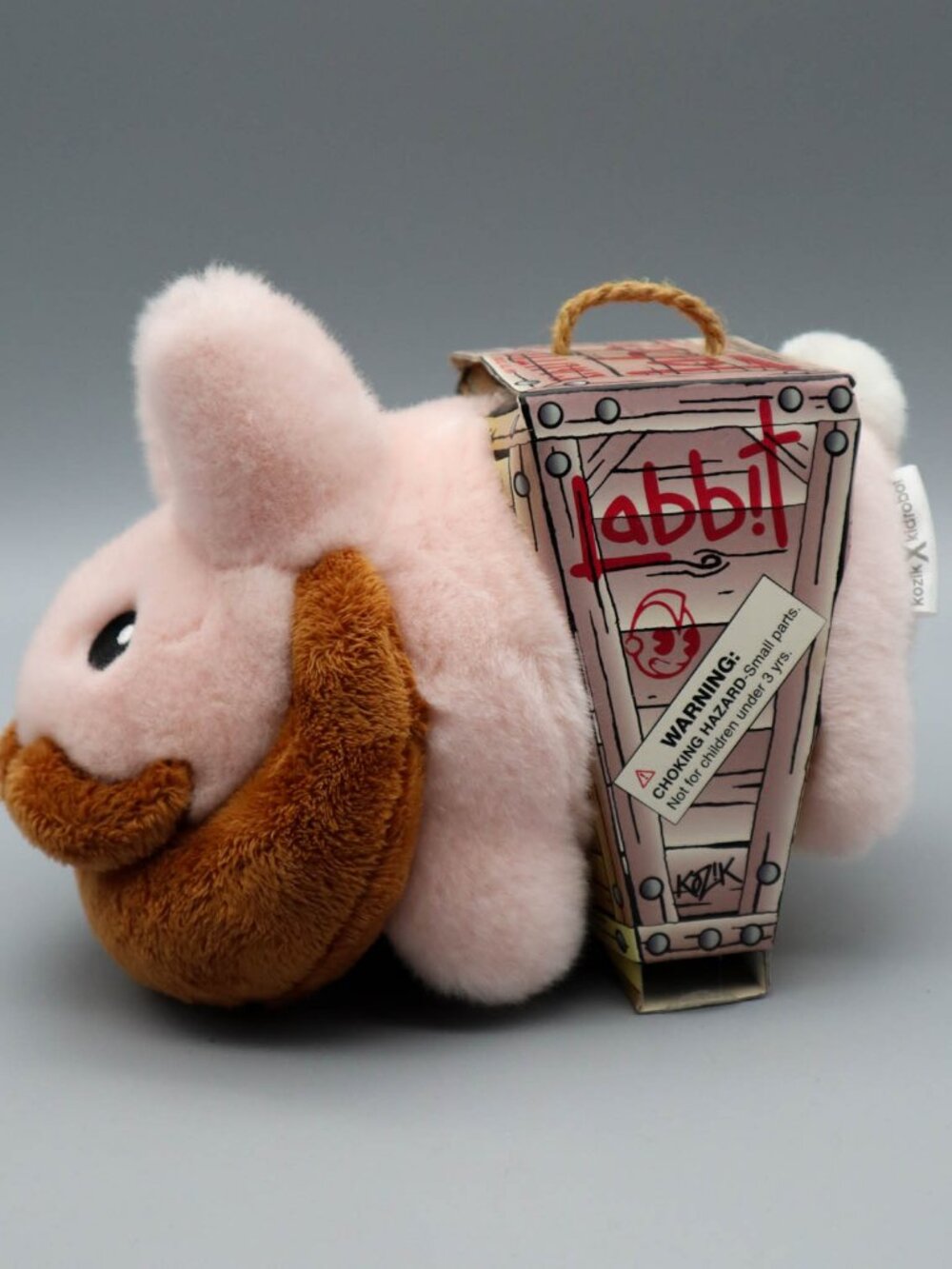 Kidrobot x Frank Kozik Labbit Plush Mustache Edition Pink & Brown New in Box